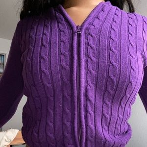 purple knitted zipper up
